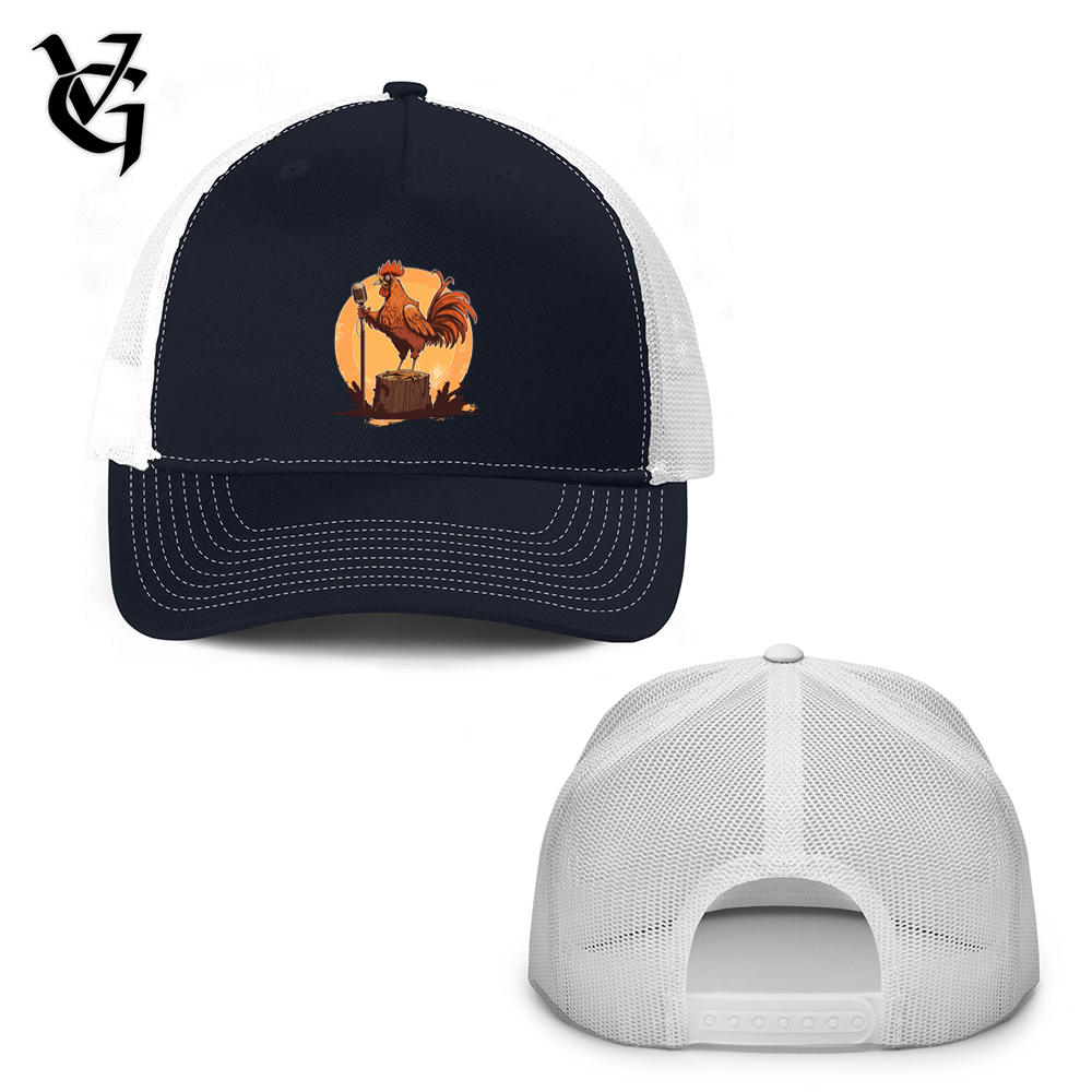 Viking Goods Chicken Rockstar Trucker Hat Rich Navy/ White