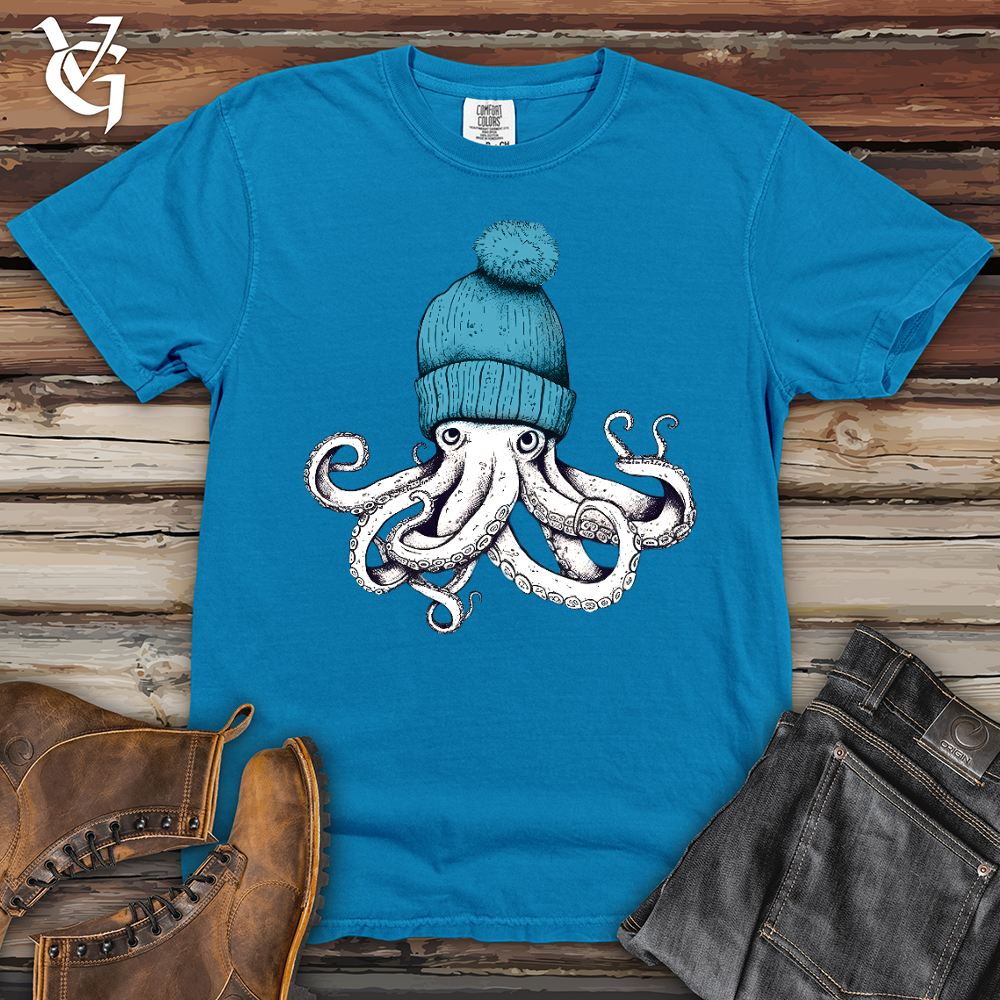 Viking Goods Octopus Wearing Beanie Heavy Cotton Comfort Colors Tee Royal Caribe / L
