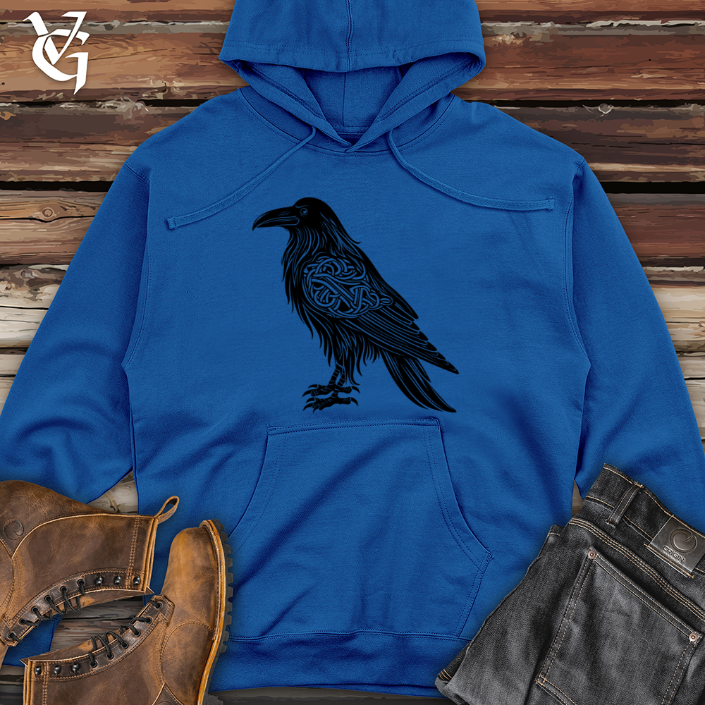 Viking Goods Celtic Raven Silhouette Midweight Hooded Sweatshirt Royal / L
