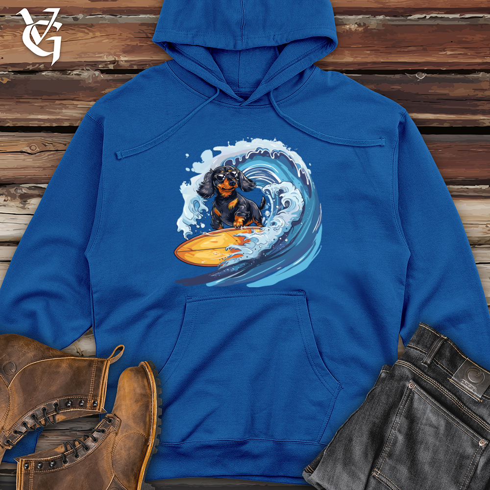 Viking Goods Dachshund Surfer Splash Midweight Hooded Sweatshirt Royal / L