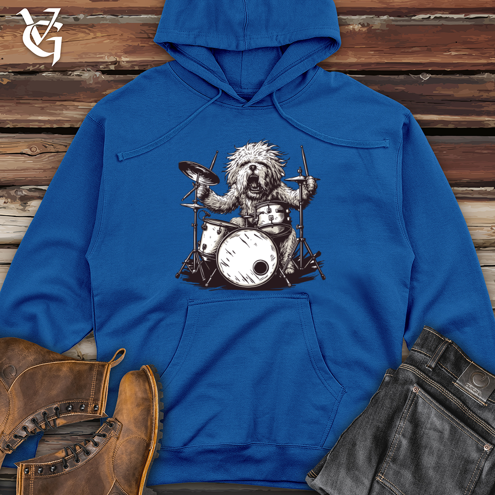 Viking Goods Dog Rockstar Drummer Midweight Hooded Sweatshirt Royal / L