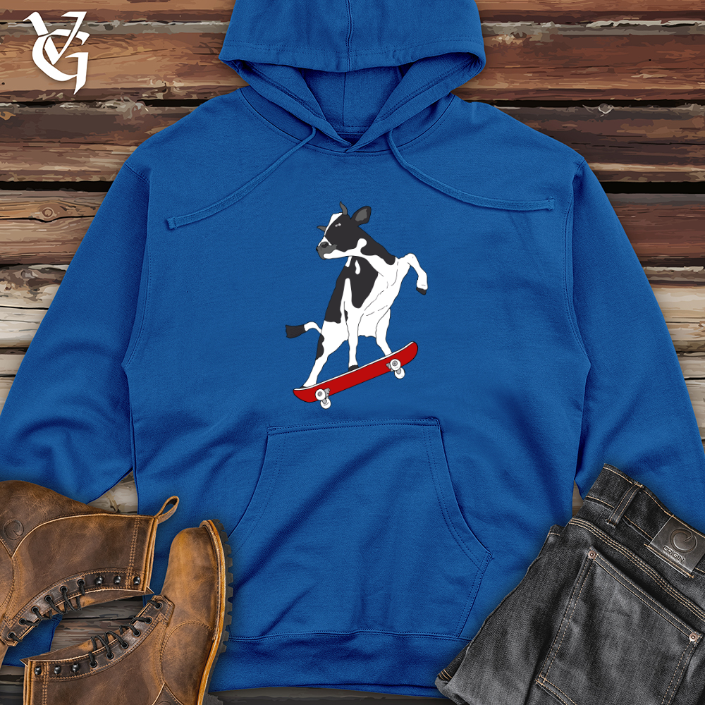Viking Goods Skateboarding Cow Midweight Hooded Sweatshirt Royal / L