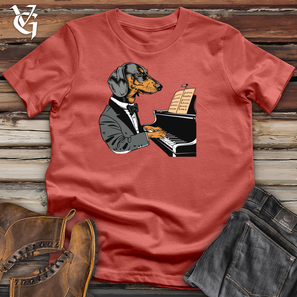 Viking Goods Dachshund Pianist Elegance Cotton Tee Rust / L
