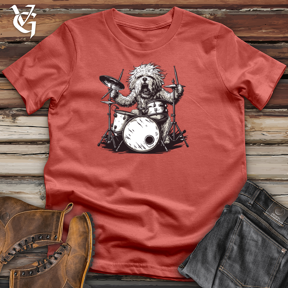 Viking Goods Dog Rockstar Drummer Cotton Tee Rust / L