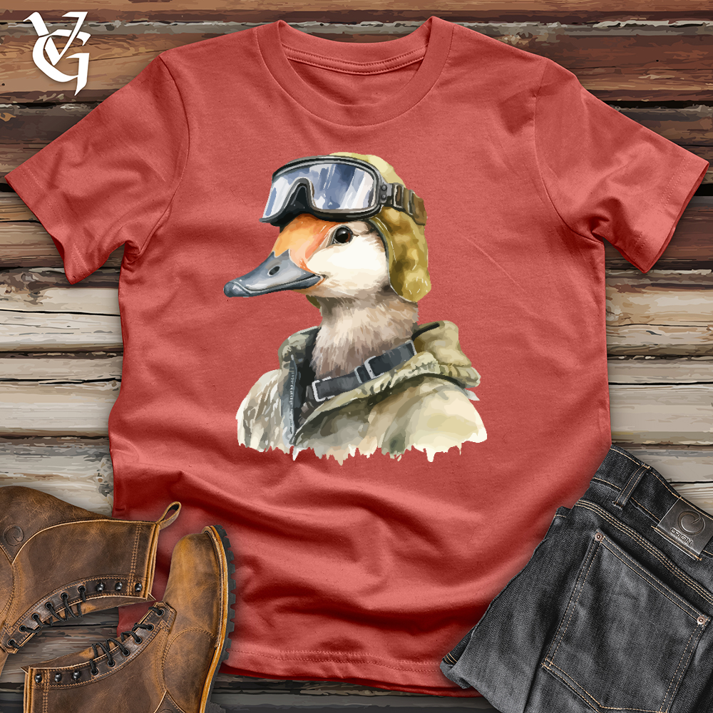Viking Goods Funny Goose Aviator Hat Cotton Tee Rust / L