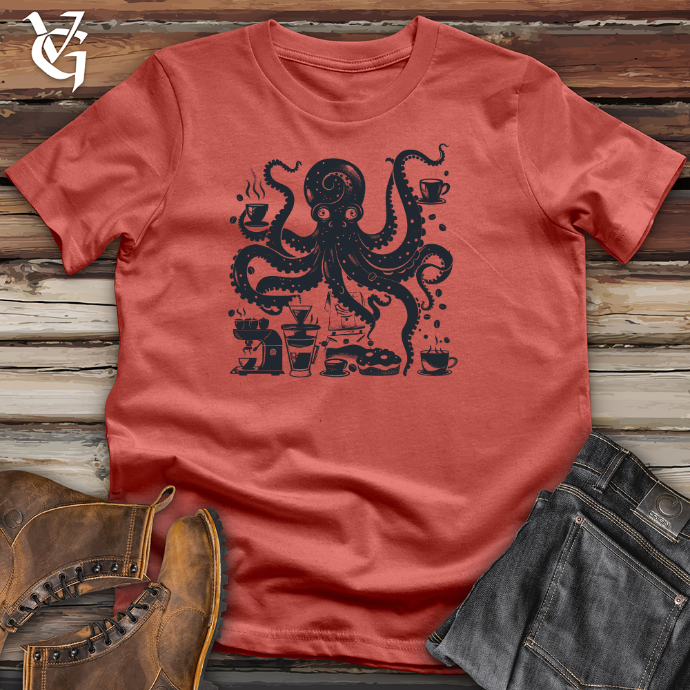 Viking Goods Octopus Barista Brew Cotton Tee Rust / L
