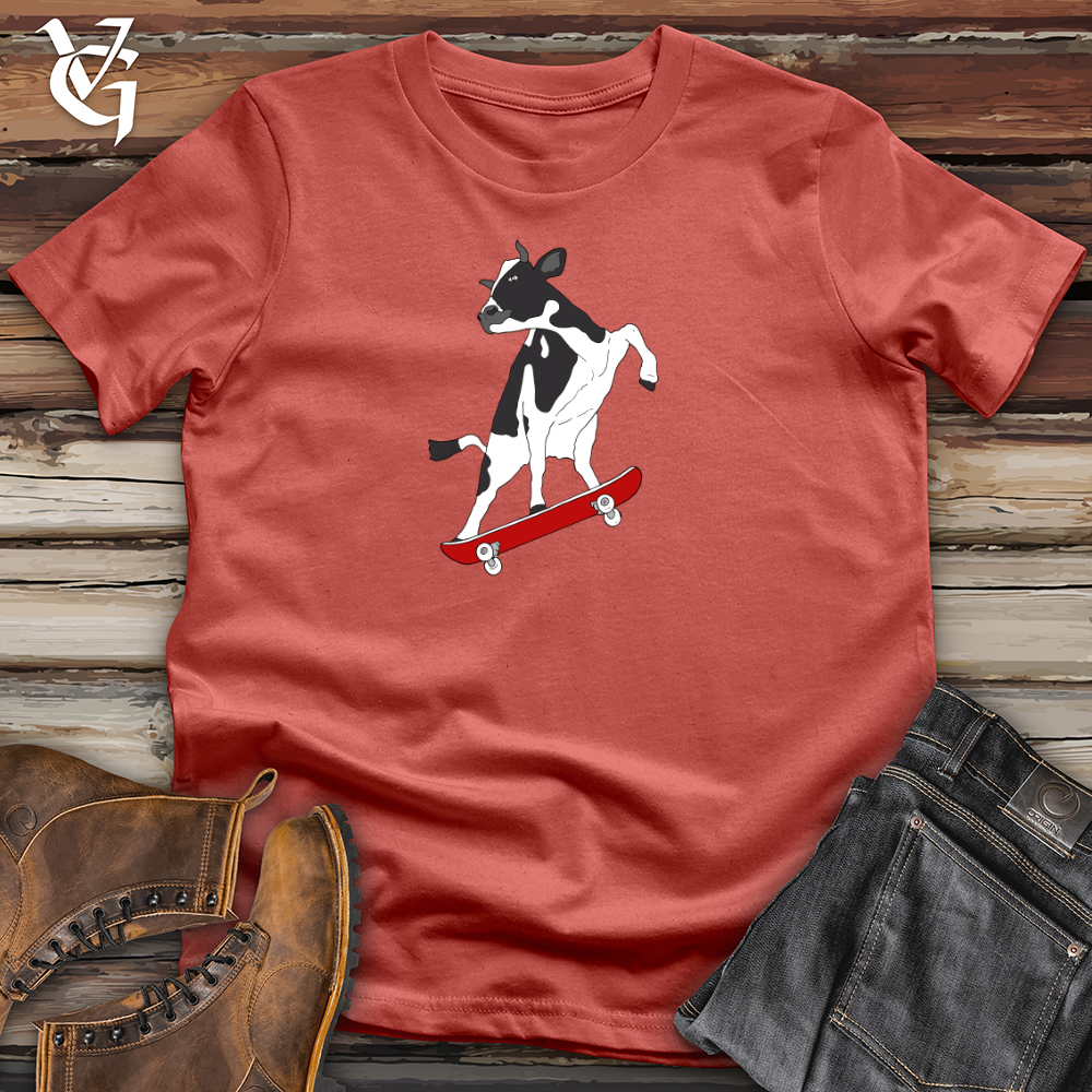 Viking Goods Skateboarding Cow Cotton Tee Rust / L