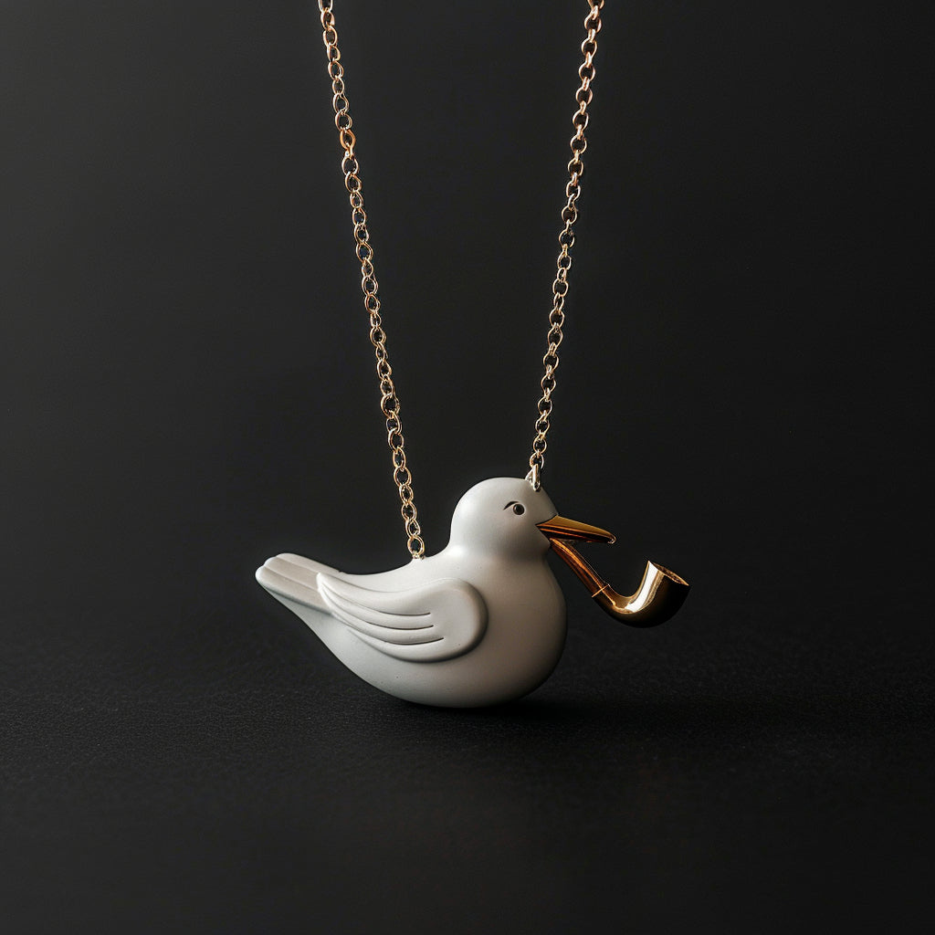 Viking Goods Sea Gull Pipe Gold Necklace