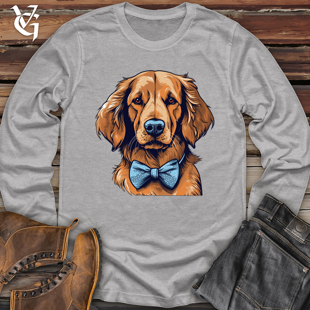 Viking Goods Bowtie Elegance Golden Retriever Softstyle Long Sleeve Sport Grey / L