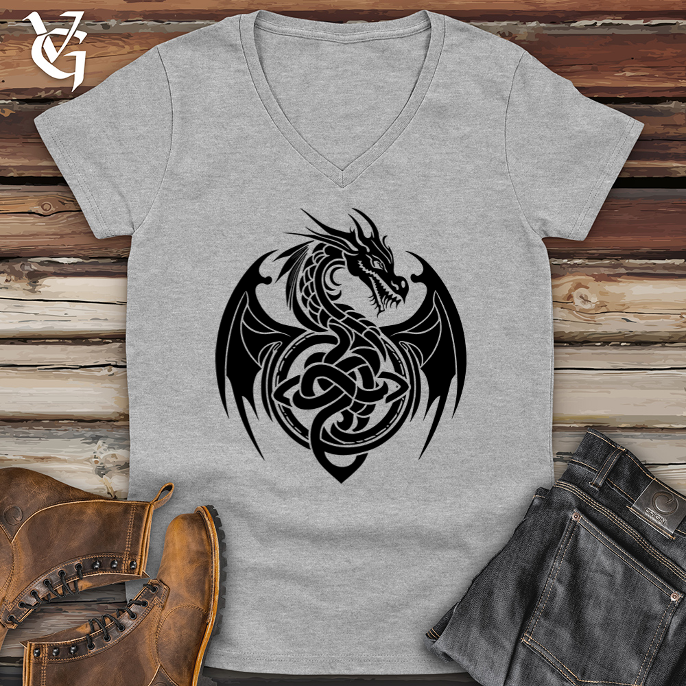 Viking Goods Celtic Rust Dragon Softstyle V-Neck Sport Grey / L
