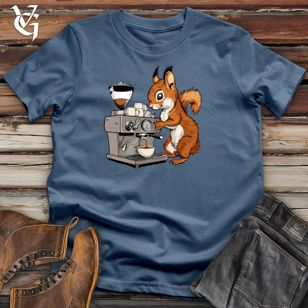 Viking Goods Barista Squirrel Pour Cotton Tee Steel Blue / L