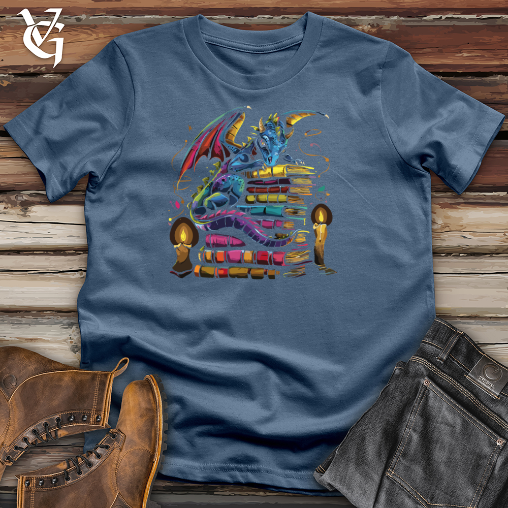 Viking Goods Bibliophile Dragon Enchantment Cotton Tee Steel Blue / L