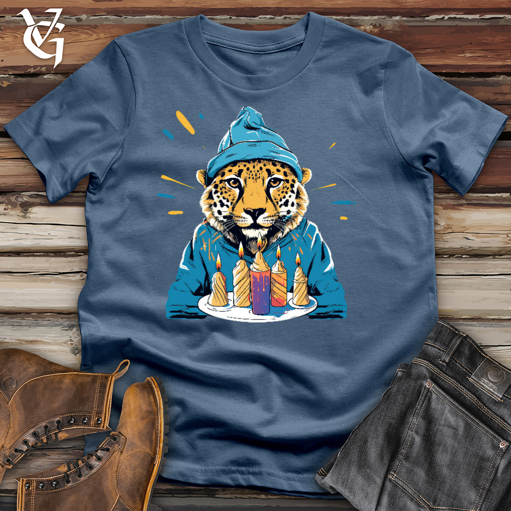 Viking Goods Birthday Cheetah Cotton Tee Steel Blue / L