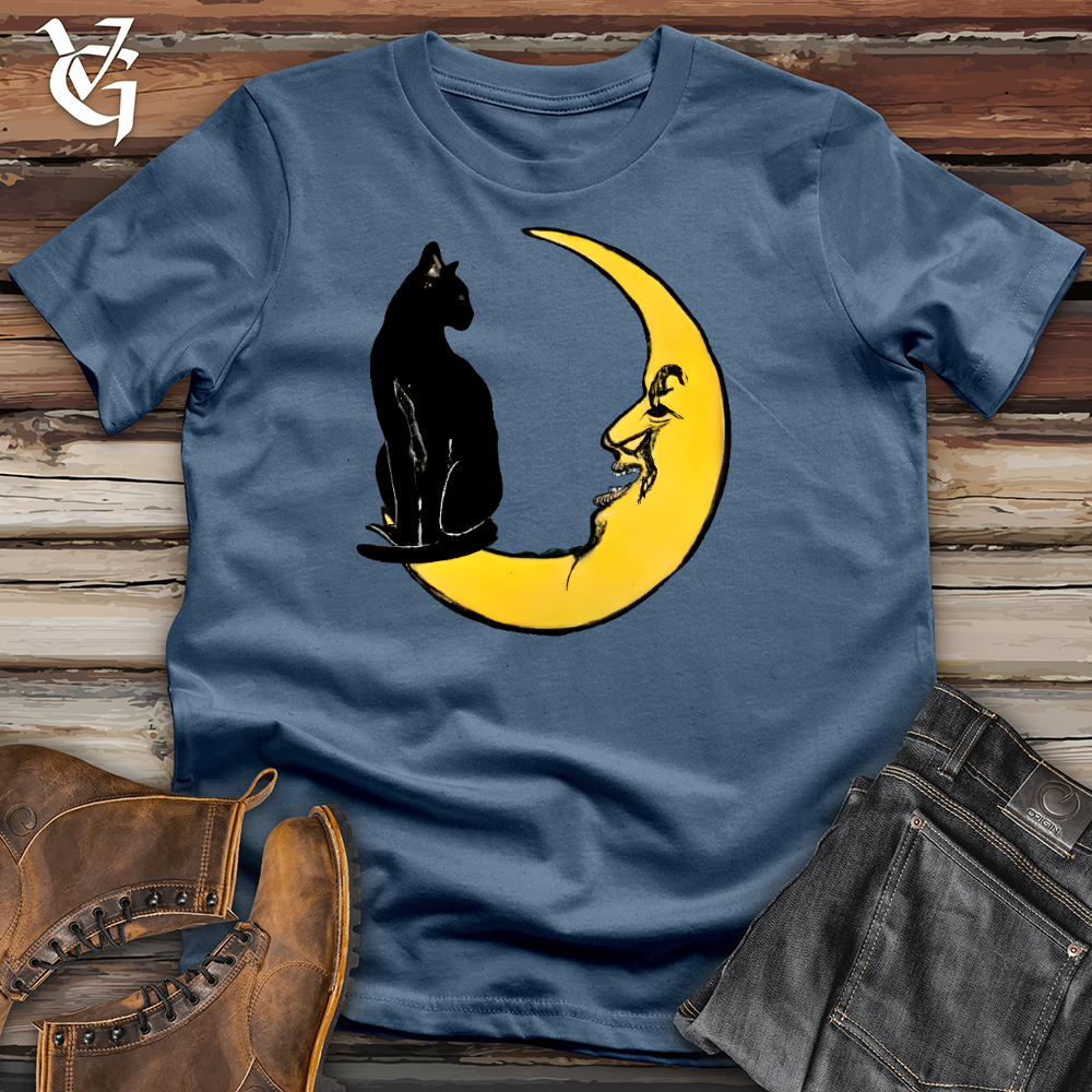 Viking Goods Cat On The Moon Cotton Tee Steel Blue / L