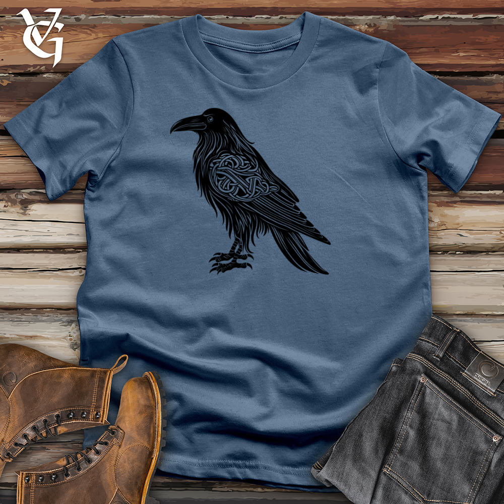 Viking Goods Celtic Raven Silhouette Cotton Tee Steel Blue / L