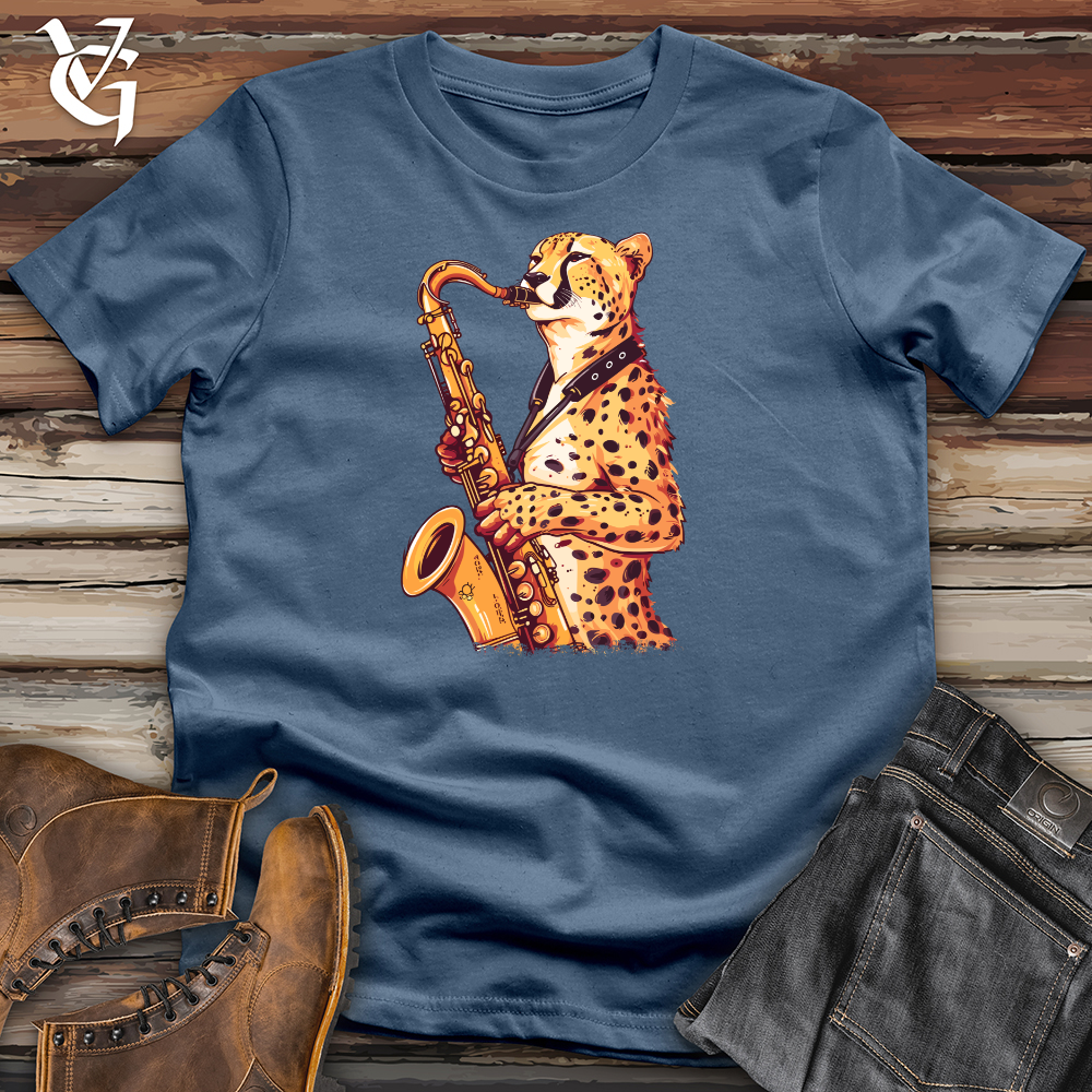 Viking Goods Cheetah Saxophone Groove Cotton Tee Steel Blue / L