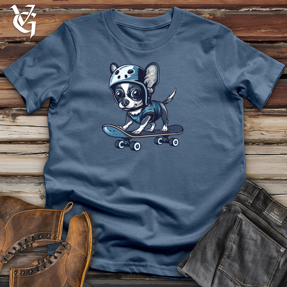 Viking Goods Chihuahua Skater Glide Cotton Tee Steel Blue / L