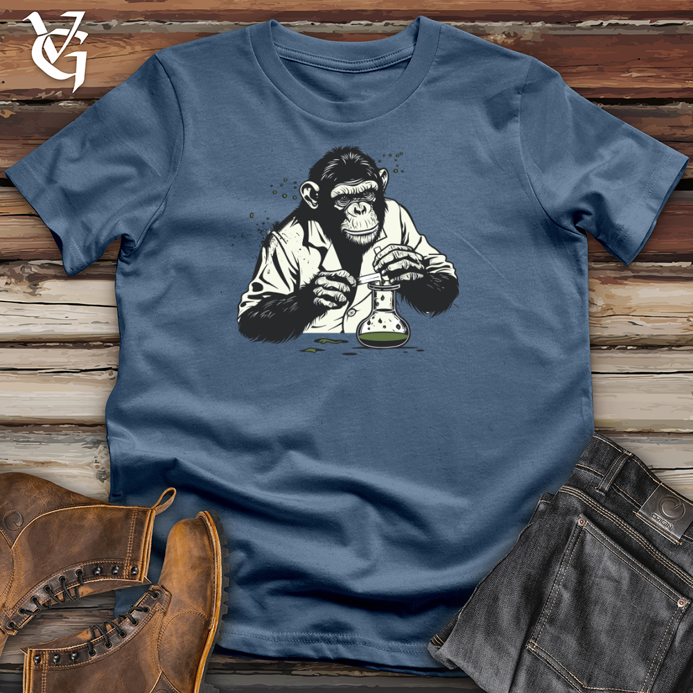 Viking Goods Chimp Chemist Genius Cotton Tee Steel Blue / L