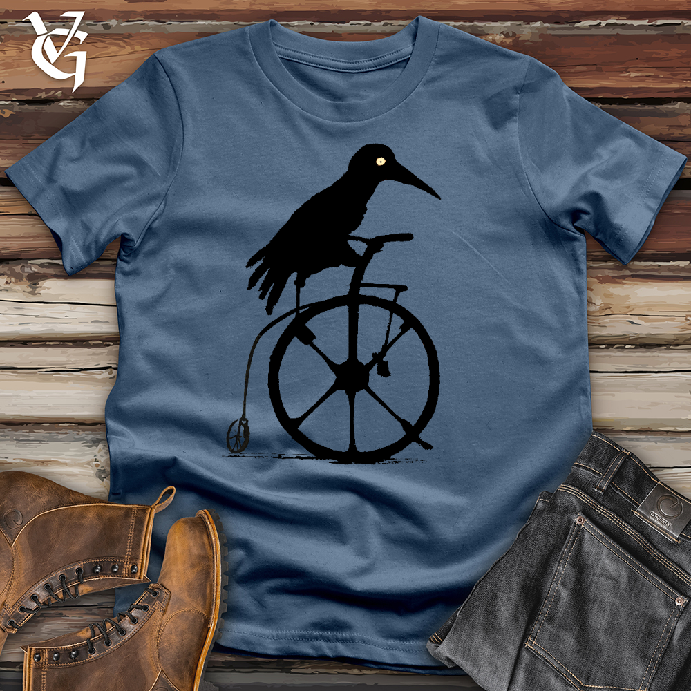 Viking Goods Crow Riding Bike Cotton Tee Steel Blue / L