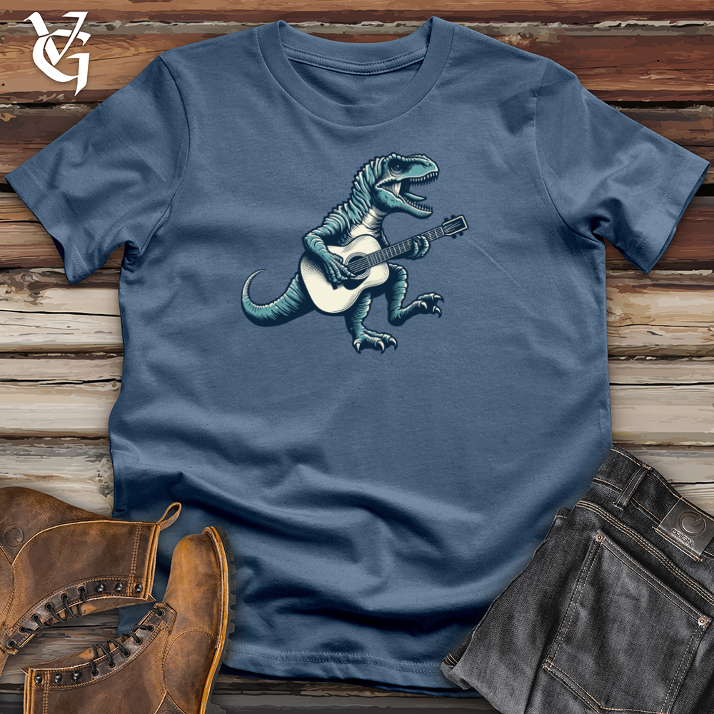 Viking Goods Dinosaur Playing Guitar Cotton Tee Steel Blue / L