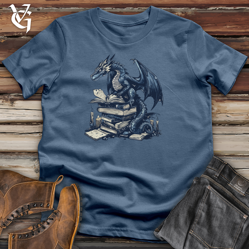 Viking Goods Dragon Lore Guardian Cotton Tee Steel Blue / L