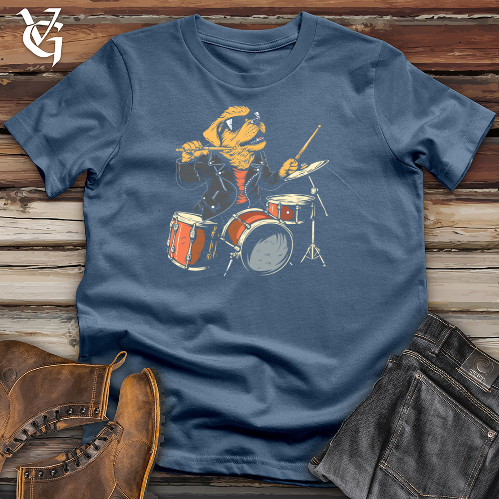 Viking Goods Drumming Dog Dynamo Cotton Tee Steel Blue / L