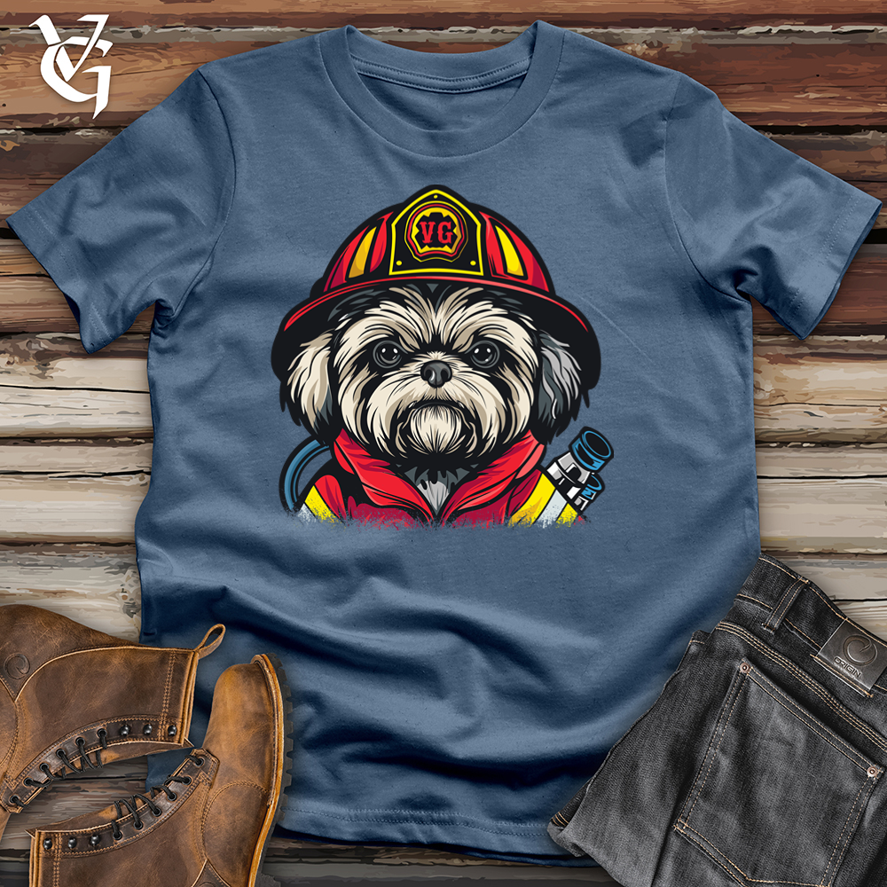 Viking Goods Firefighter Shih Tzu Cotton Tee Steel Blue / L