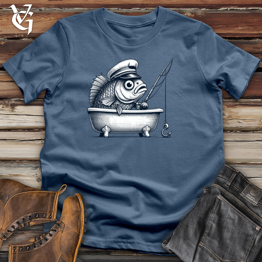Viking Goods Fish Catching Fish Cotton Tee Steel Blue / L