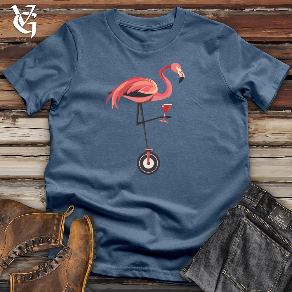 Viking Goods Flamingo Unicycle Sip Cotton Tee Steel Blue / L