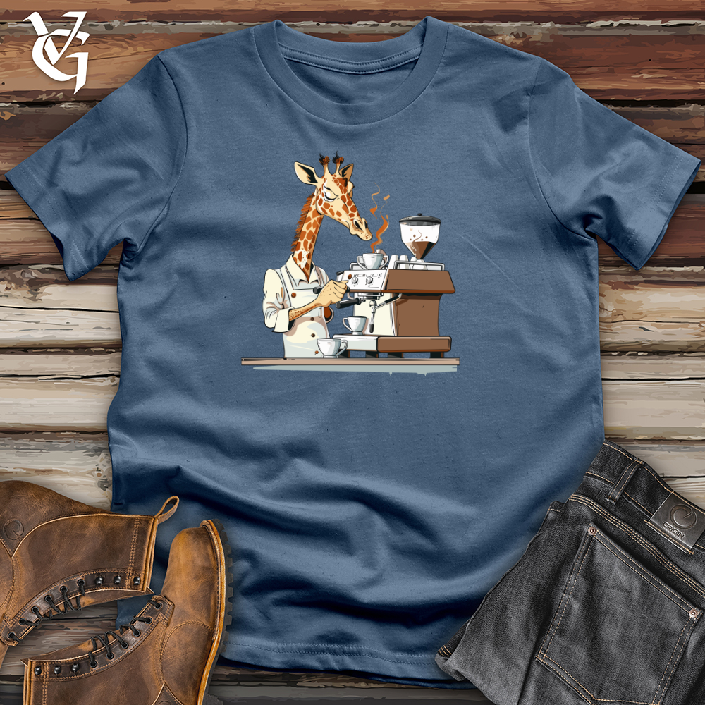 Viking Goods Giraffe Barista Brew Cotton Tee Steel Blue / L