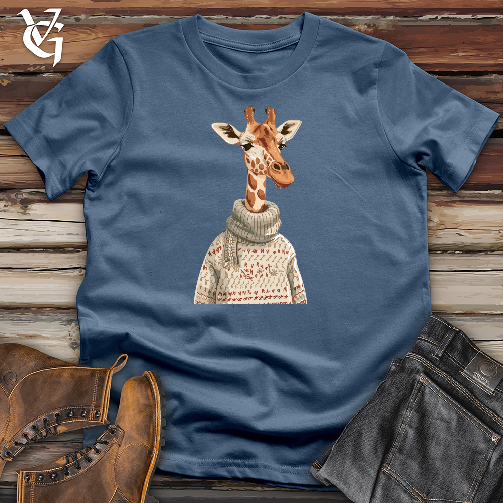 Viking Goods Giraffe Cozy Sweater Cotton Tee Steel Blue / L