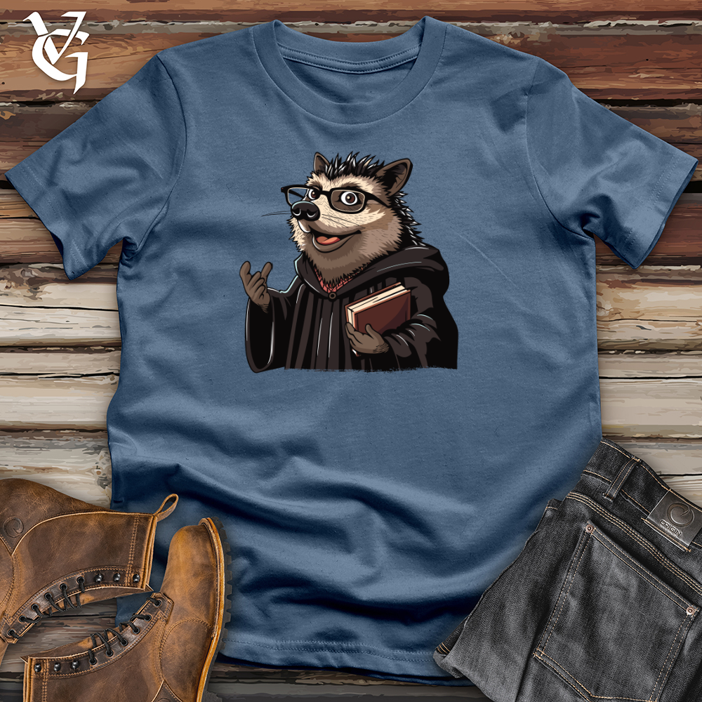 Viking Goods Hedgehog Professor Wisdom Cotton Tee Steel Blue / L