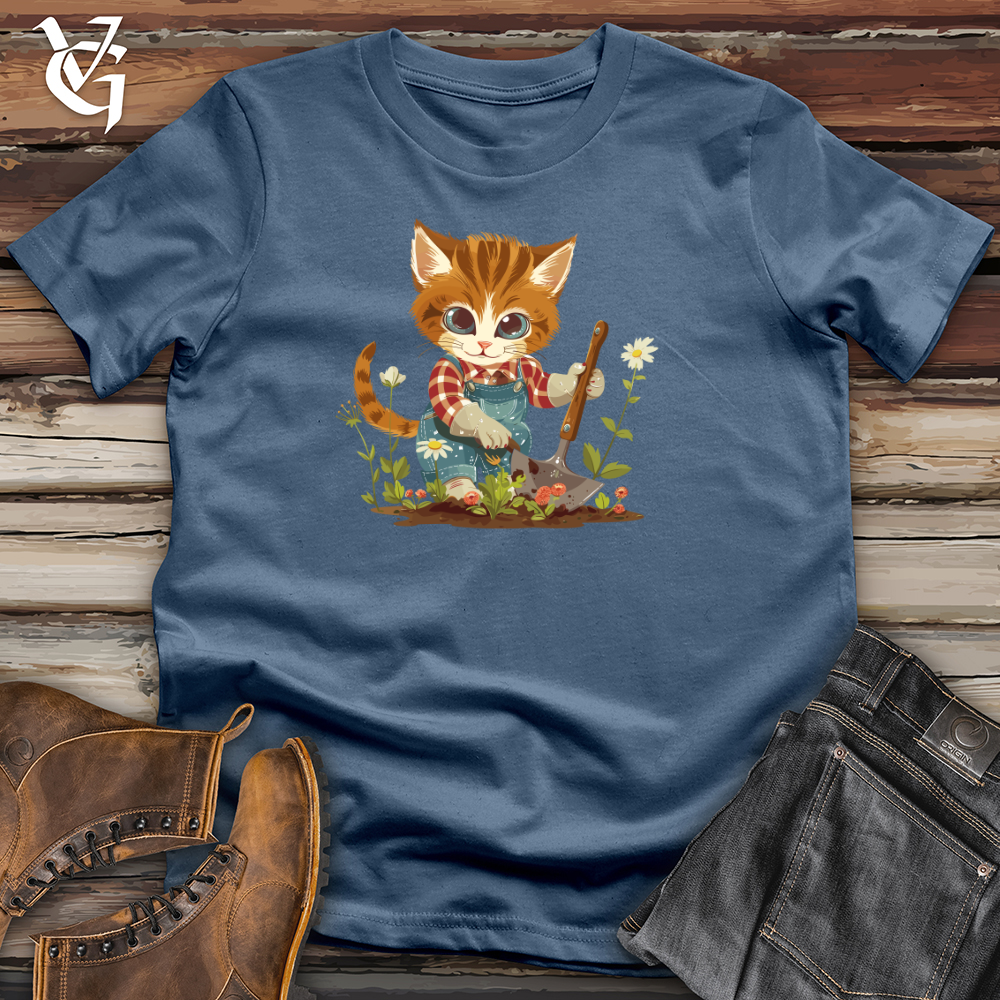Viking Goods Kitten Gardener Delight Cotton Tee Steel Blue / L