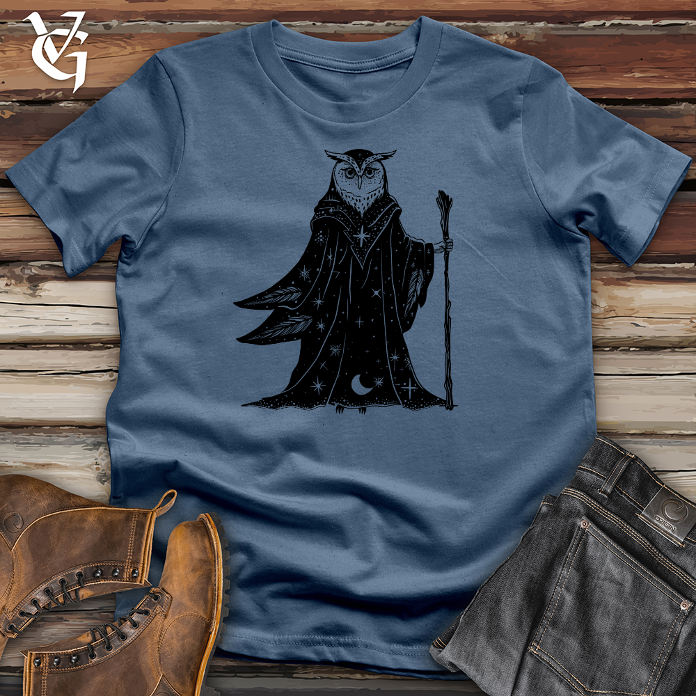 Viking Goods Mystical Owl Mage Cotton Tee Steel Blue / L