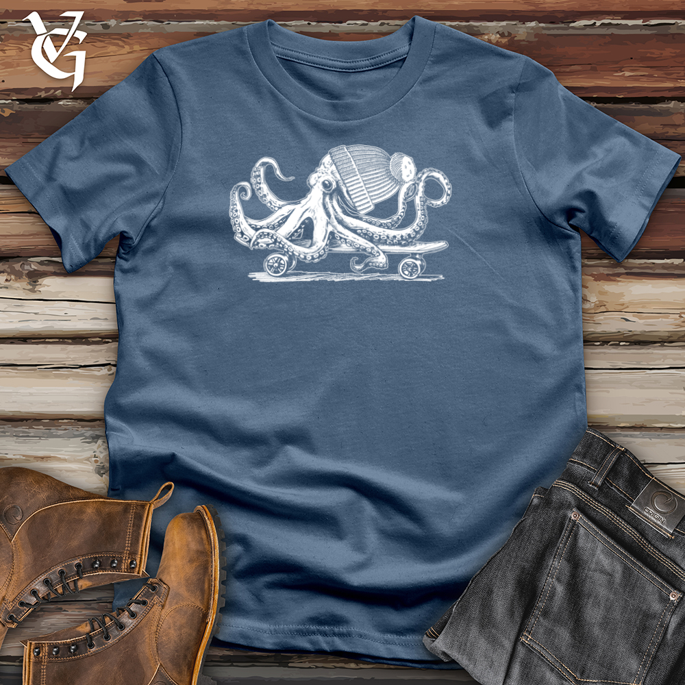 Viking Goods Octopus Chillin Skateboard Cotton Tee Steel Blue / L