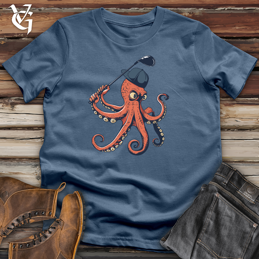 Viking Goods Octopus Golfing Ace Cotton Tee Steel Blue / L