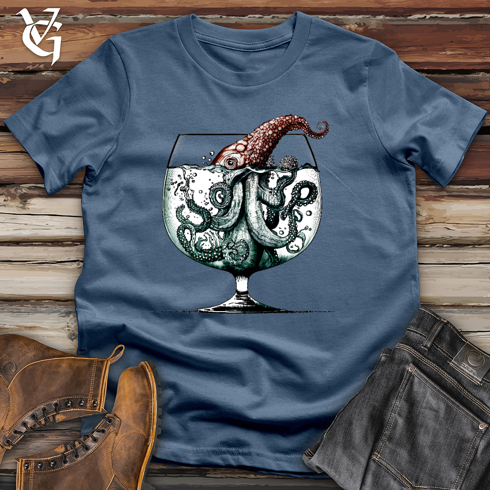 Viking Goods Over Indulging Octopus Cotton Tee Steel Blue / L