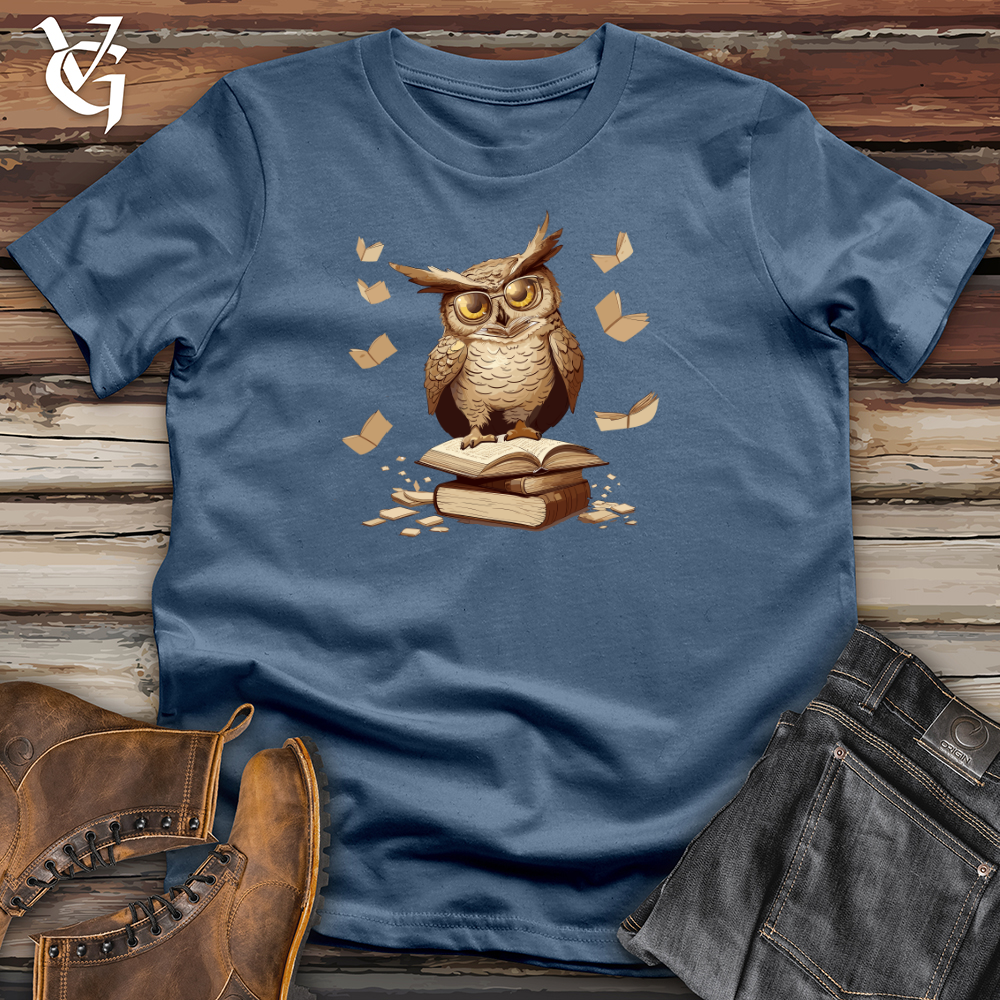 Viking Goods Owl Bookworm Adventure Cotton Tee Steel Blue / L