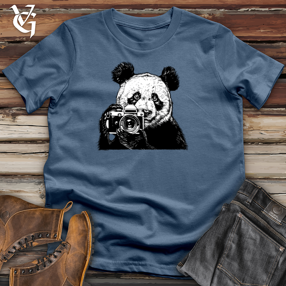 Viking Goods Panda Photographer Snapshot Cotton Tee Steel Blue / L