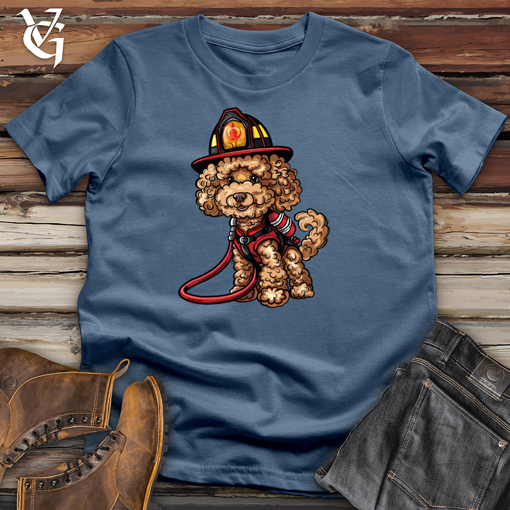 Viking Goods Poodle Firefighter Hero Cotton Tee Steel Blue / L