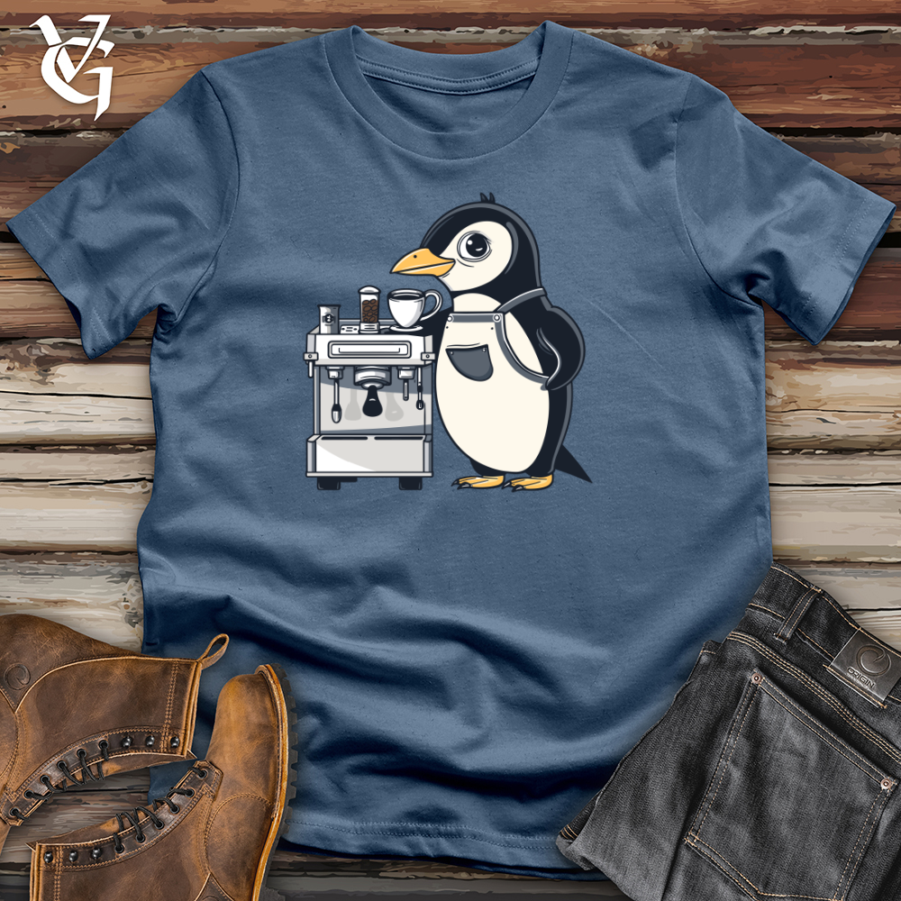 Viking Goods Puffin Coffee Connoisseur Cotton Tee Steel Blue / L