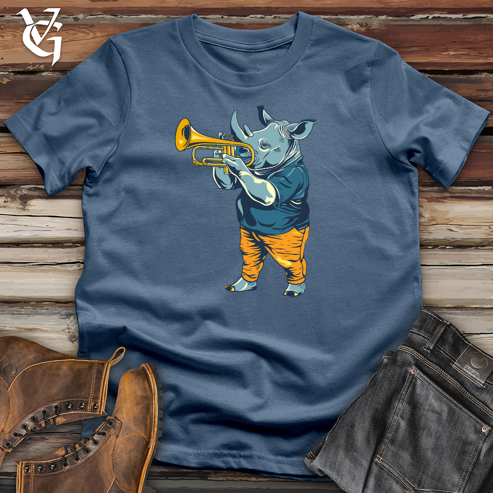 Viking Goods Rhino Playing Trumpet Cotton Tee Steel Blue / L