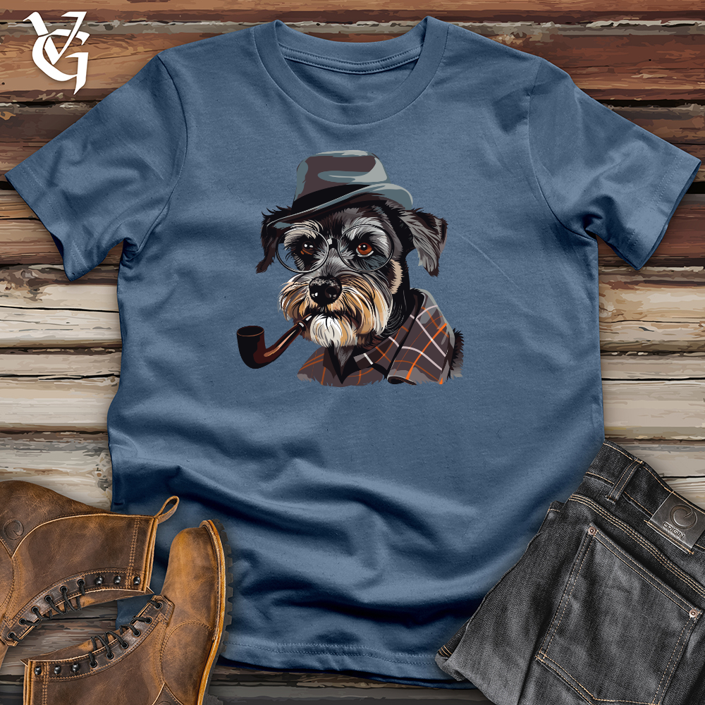 Viking Goods Schnauzer Sleuth Silhouette Cotton Tee Steel Blue / L