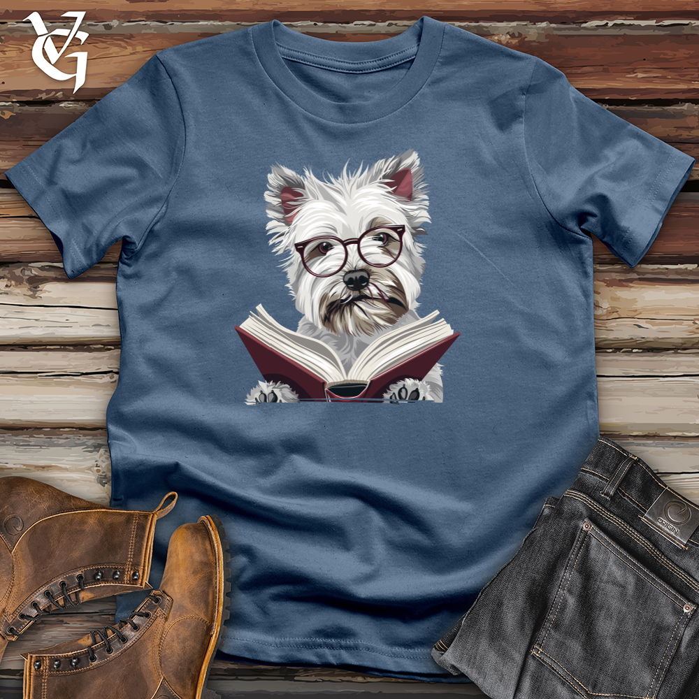 Viking Goods Scholarly Terrier Tales Cotton Tee Steel Blue / L