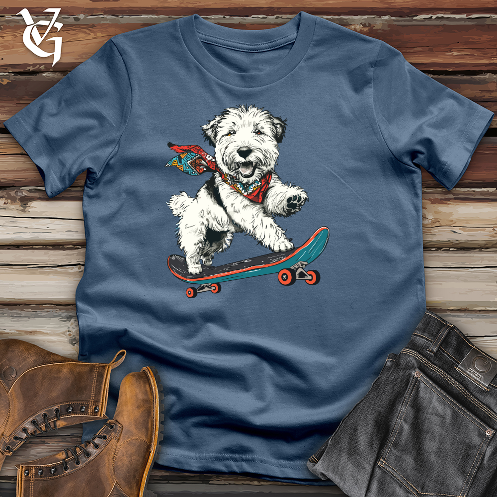 Viking Goods Sheepdog Skateboard Bandana Cotton Tee Steel Blue / L