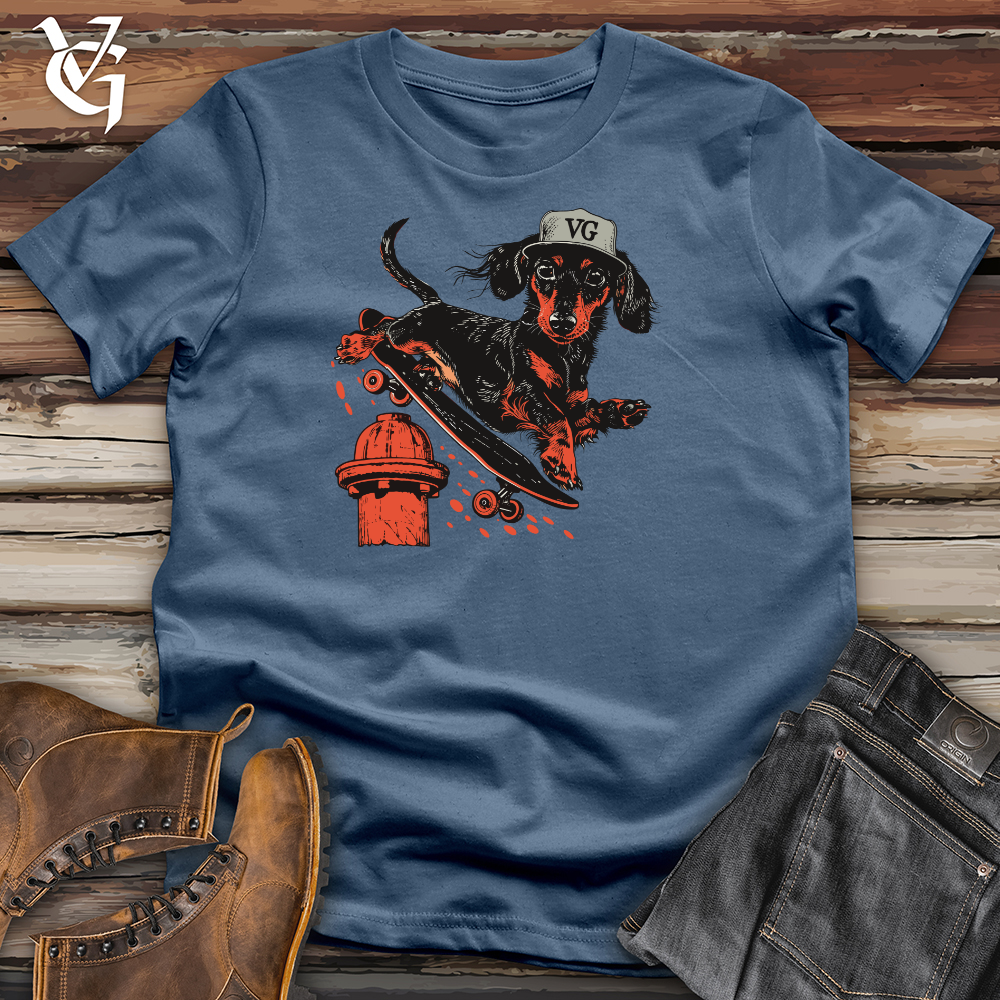 Viking Goods Skateboarding Dachshund Daredevil Cotton Tee Ash / L