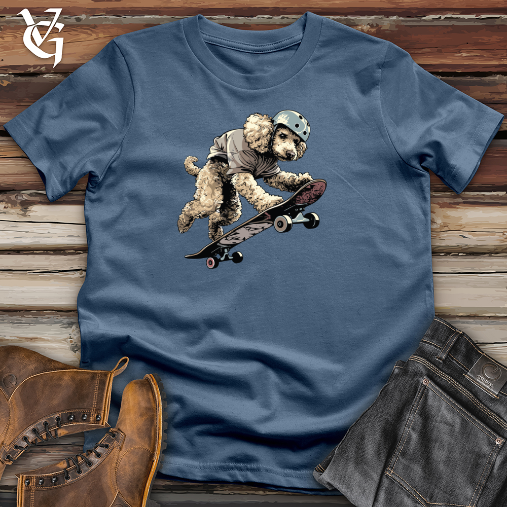Viking Goods Skateboarding Poodle Thrills Cotton Tee Steel Blue / L