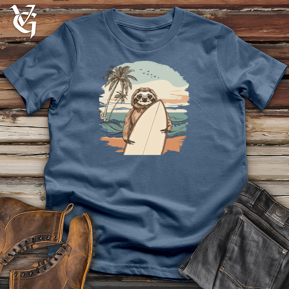 Viking Goods Sloth Surfer Serenity Cotton Tee Steel Blue / L