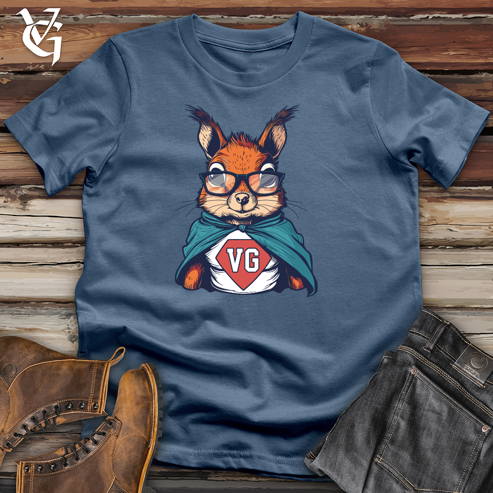 Viking Goods Squirrel Superhero Pose Cotton Tee Steel Blue / L