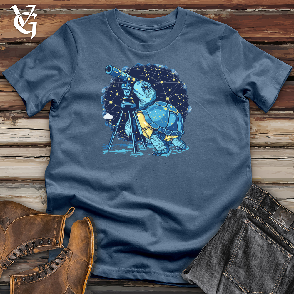 Viking Goods Stargazing Turtle Astronomer Cotton Tee Steel Blue / L